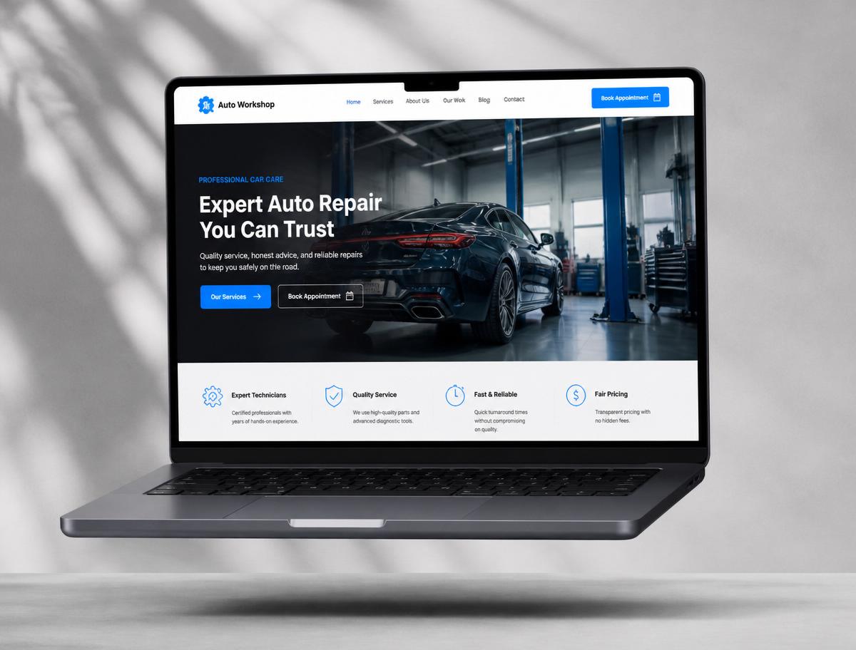 Auto Workshop website design by Hayatish Digital
